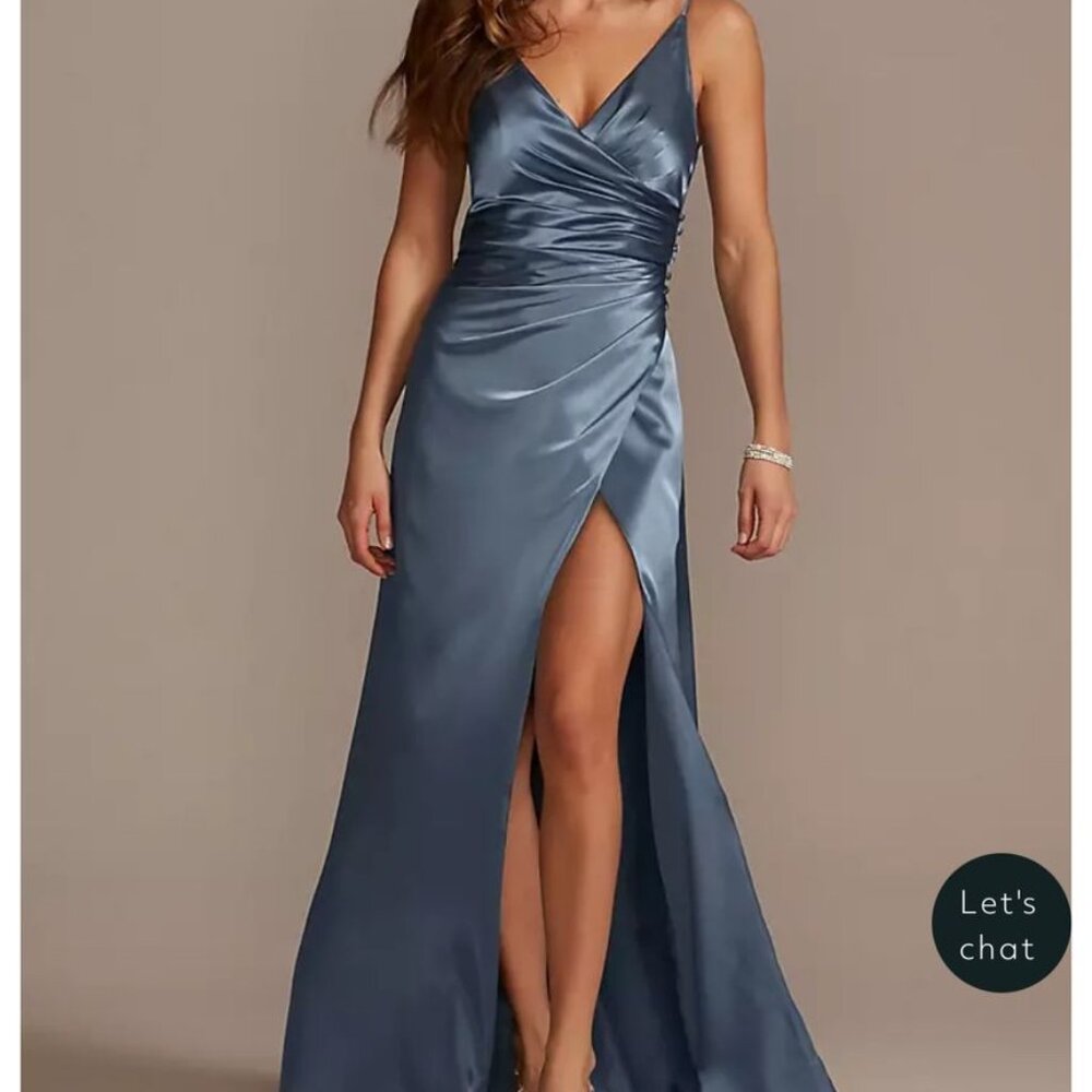 David’s Bridal Steel Blue Dress (Galina Signature)